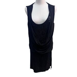 EUC Kurt Thomas Women's Size 12 Black Sequin Sleeveless Knee Length Dress